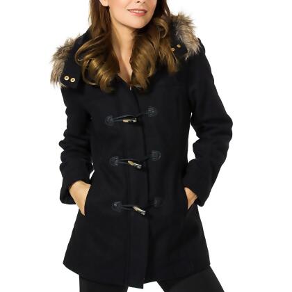 Alpine Swiss Duffy Womens Wool Coat Fur Trim Hooded Parka Jacket alternate image