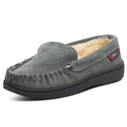 Alpine Swiss Yukon Mens Genuine Suede Shearling Slip On Moccasin Slippers alternate image