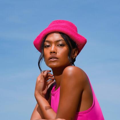 GANI Crochet Hat in Hot Pink alternate image