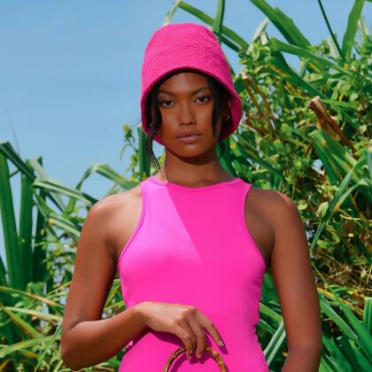 GANI Crochet Hat in Hot Pink alternate image