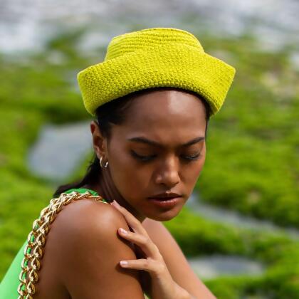 GANI Crochet Hat in Neon Green alternate image