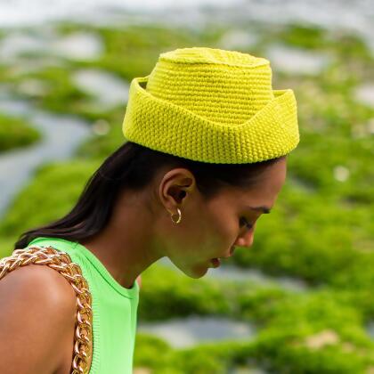 GANI Crochet Hat in Neon Green alternate image