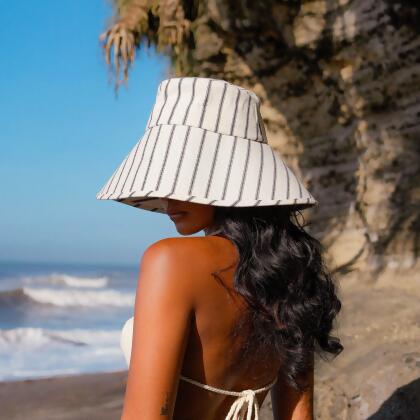 HARPER Handwoven Striped Wide-brim Hat alternate image