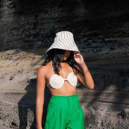 HARPER Handwoven Striped Wide-brim Hat alternate image