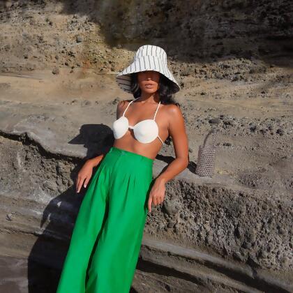 HARPER Handwoven Striped Wide-brim Hat alternate image