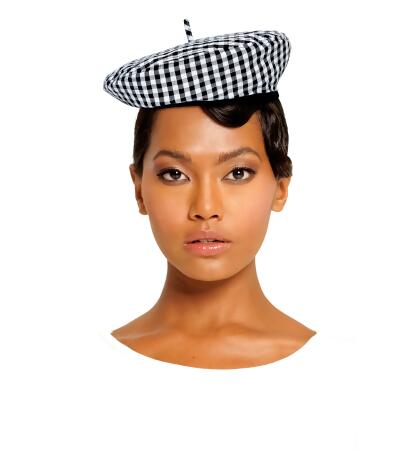 SIMONE Gingham Beret Hat In Black alternate image