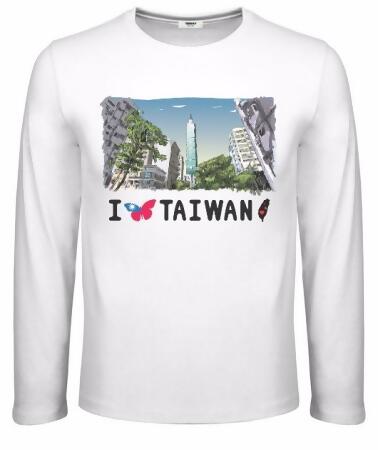 【Teeway】男-長袖圓領T-我愛台灣 i Taiwan 