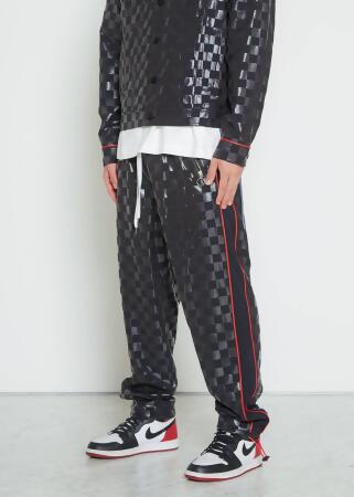 Konus Men's Tonal Checker Printed Pants in Black alternate image