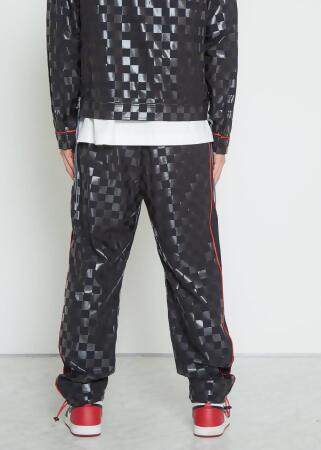 Konus Men's Tonal Checker Printed Pants in Black alternate image