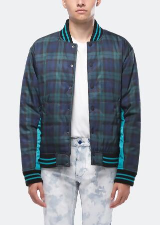 Konus Men's Plaid Bomber Jacket in Green alternate image