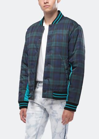 Konus Men's Plaid Bomber Jacket in Green alternate image