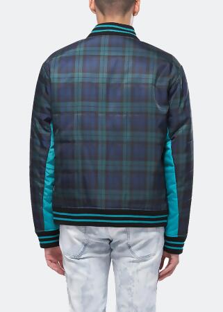 Konus Men's Plaid Bomber Jacket in Green alternate image