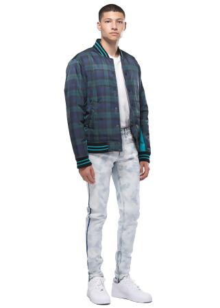Konus Men's Plaid Bomber Jacket in Green alternate image