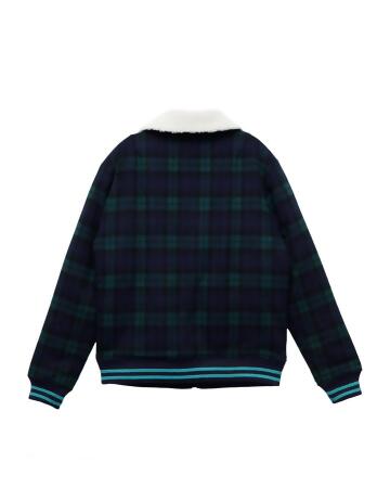 Konus Men's Wool Blend Plaid Jacket with Sherpa Collar in Green alternate image
