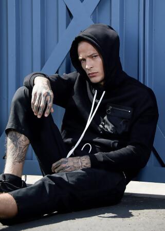 Konus Men's Bellow Pocket Hoodie in Black alternate image