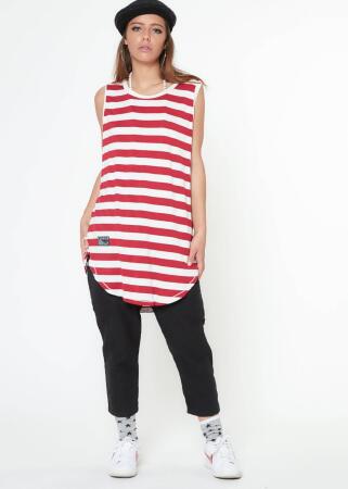 Konus Men's Stripe Tank Top in Red alternate image