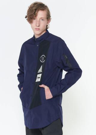 Konus Unisex Contrast Panel Long Shirt Jacket alternate image