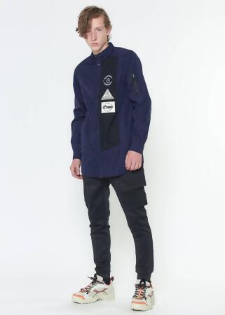 Konus Unisex Contrast Panel Long Shirt Jacket alternate image