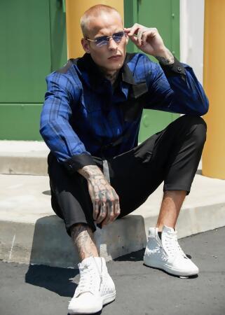 Men's Plaid Shirt Jacket in Blue alternate image