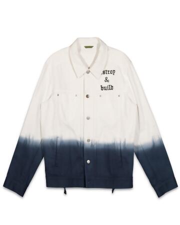 Konus Men's White Twill Trucker Jacket With Dip Dye Ombre in White alternate image