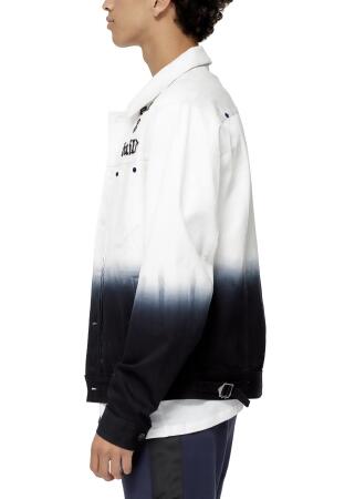 Konus Men's White Twill Trucker Jacket With Dip Dye Ombre in White alternate image