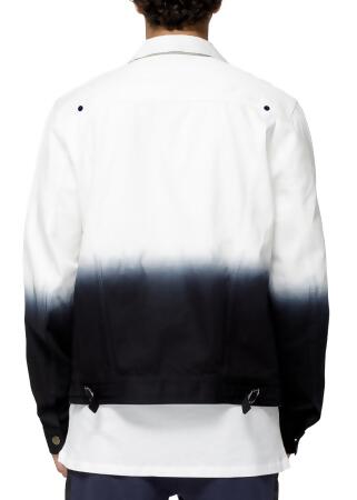 Konus Men's White Twill Trucker Jacket With Dip Dye Ombre in White alternate image