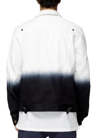 Konus Men's White Twill Trucker Jacket With Dip Dye Ombre in White alternate image