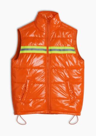 Men's Zip-Up Puffer Vest In Orange alternate image