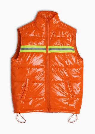 Men's Zip-Up Puffer Vest In Orange alternate image