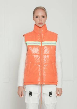 Men's Zip-Up Puffer Vest In Orange alternate image