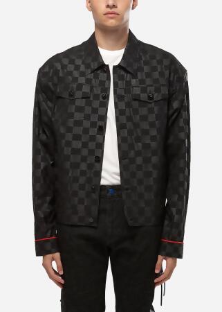Konus Men's Black Checkered Trucker Jacket alternate image
