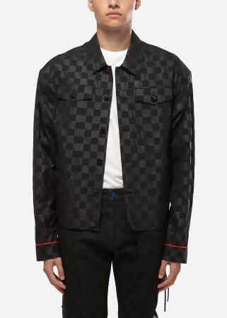 Konus Men's Black Checkered Trucker Jacket alternate image