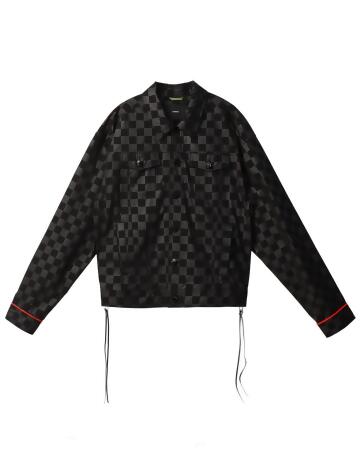 Konus Men's Black Checkered Trucker Jacket alternate image