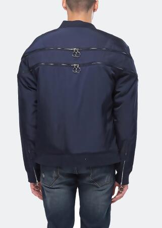 Konus Men's Bomber Jacket with Zipper Details in Navy alternate image