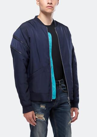 Konus Men's Bomber Jacket with Zipper Details in Navy alternate image