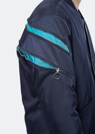Konus Men's Bomber Jacket with Zipper Details in Navy alternate image