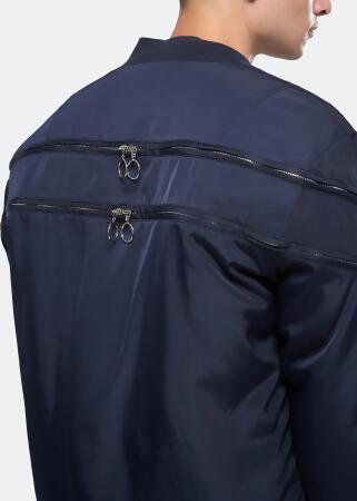 Konus Men's Bomber Jacket with Zipper Details in Navy alternate image