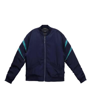 Konus Men's Bomber Jacket with Zipper Details in Navy alternate image