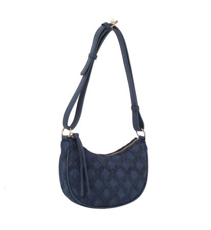 Embroidered half moon shoulder bag 