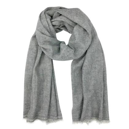 Gray Handloom Cashmere Scarf 