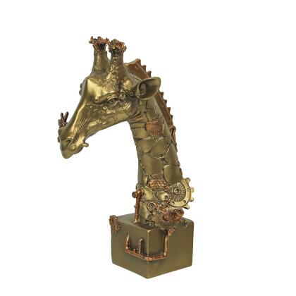 Resin Bronze Finish Steampunk Giraffe Sculpture, 11.75 Inches High - Artistic Animal Home Decor Figurine Capturing Clockwork Elegance and Mechanical Intricacy 