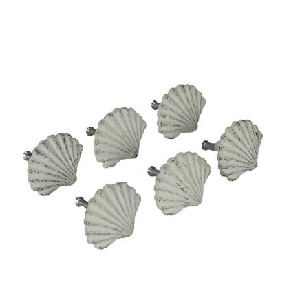 Set of 6 Cast Iron Scallop Sea Shell Drawer Pulls Nautical Cabinet Knobs 