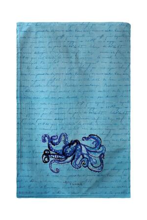 Betsy Drake Blue Script Octopus Kitchen Towel 