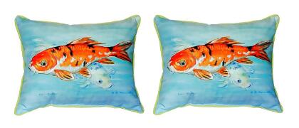 Pair of Betsy Drake Koi Small Pillows 11 Inches X 14 Inch 