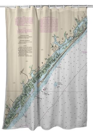 Betsy Drake New River Inlet to Cape Fear Topsail, NC Nautical Map Shower Curtain 