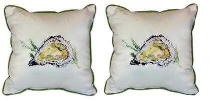 Pair of Betsy Drake Oyster Large Pillows 18 Inch x 18 Inch 