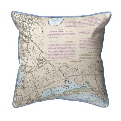 Betsy Drake Block Island Sound - Westerly State Airport, RI Nautical Map Extra Large Zippered Indoor/Outdoor Pillow 22x22 