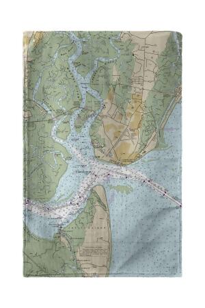 Betsy Drake St Simons Sound, GA Nautical Map Kitchen Towel 