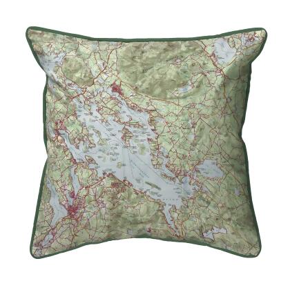 Betsy Drake Lake Winnipesaukee NH Nautical Map Extra Large Zippered Pillow 22x22 