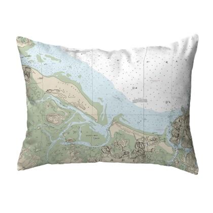 Betsy Drake Essex Bay and Essex River, MA Nautical Map Pillow 16x20 